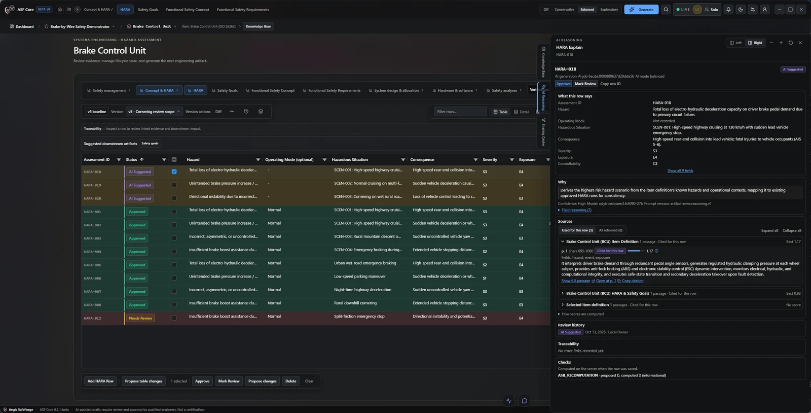 AI reasoning you can inspect: Every AI-suggested row explains its rationale, inputs and confidence before an engineer approves it.